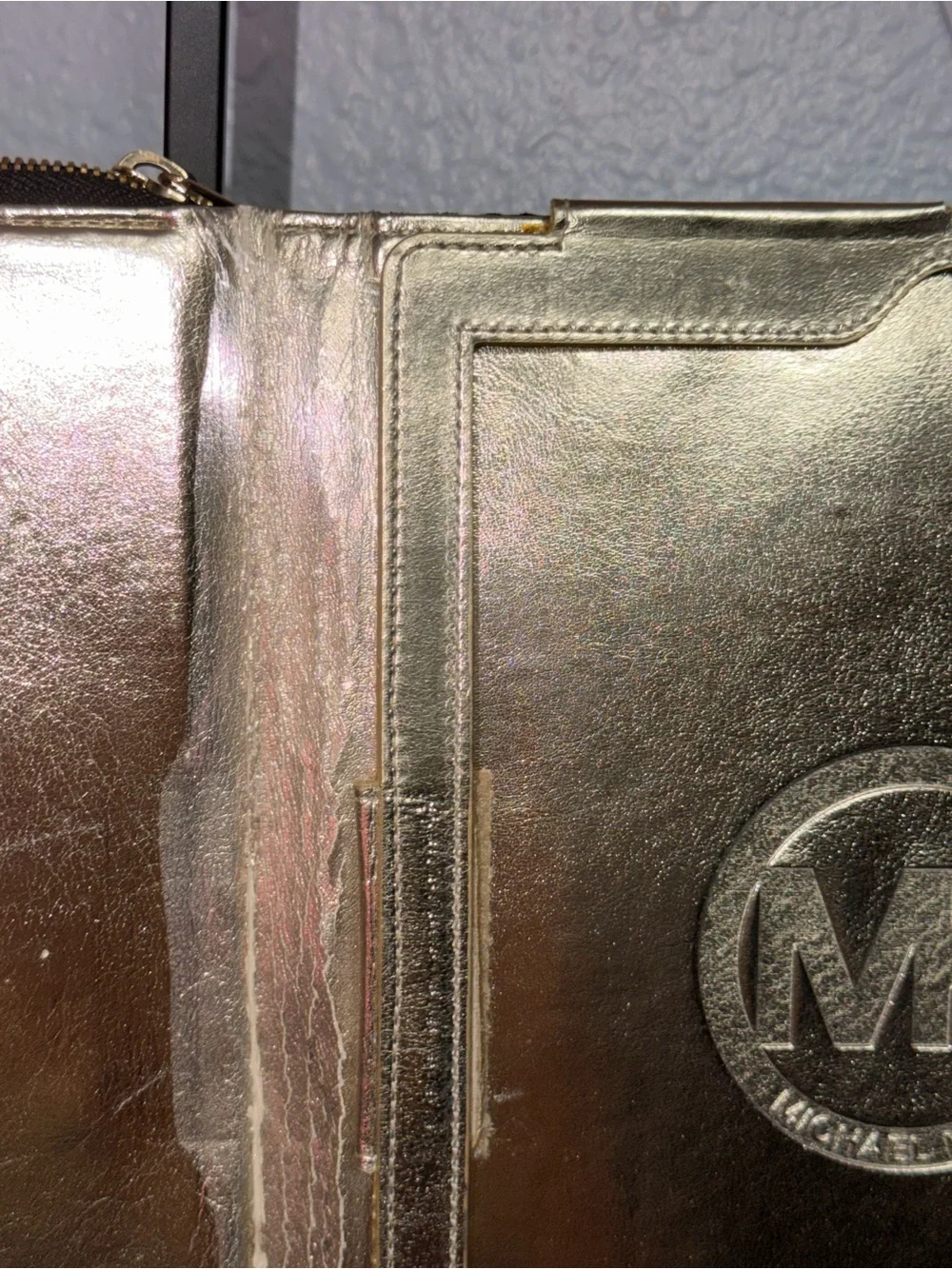 Michael Kors Jet Set Black Snakeskin Embossed Large Zip Around Tablet Wallet